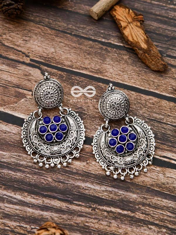 The Peppy Touch - Oxidised Boho Earrings (Blue)