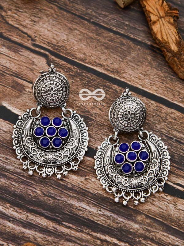 The Peppy Touch - Oxidised Boho Earrings (Blue)