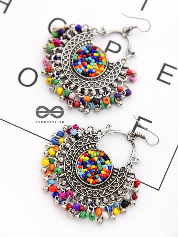 A Playful Delight - Multicoloured Oxidised Boho Earrings