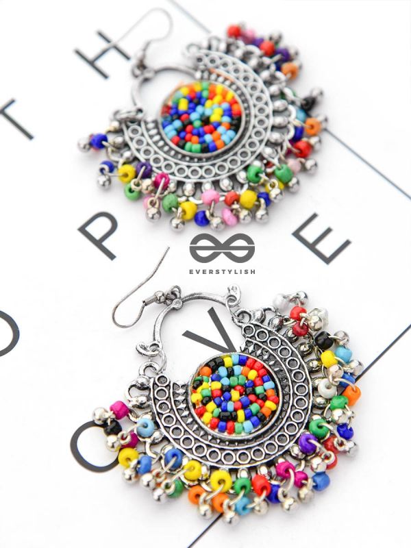 A Playful Delight - Multicoloured Oxidised Boho Earrings