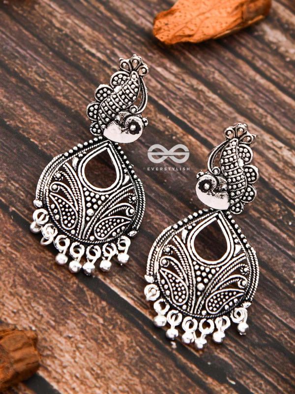 The Motif Peacocks - Oxidised Boho Earrings