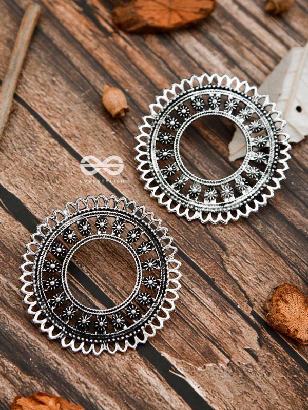 The Floral Sun - Oxidised Boho Earrings