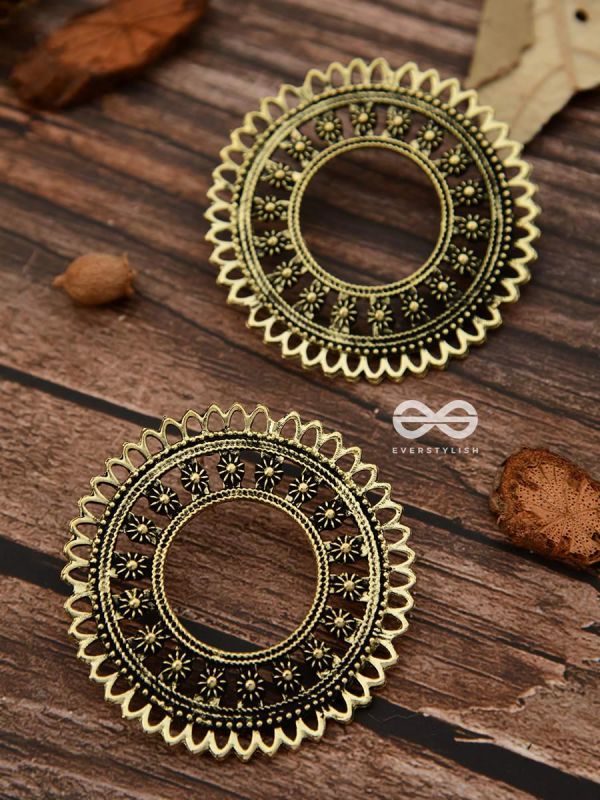 The Floral Sun - Golden - Oxidised Boho Earrings