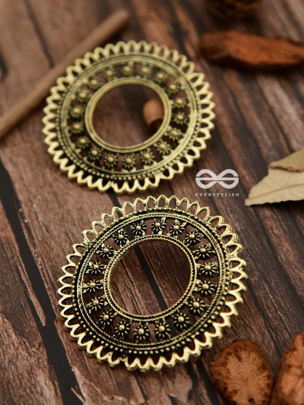 The Floral Sun - Golden - Oxidised Boho Earrings