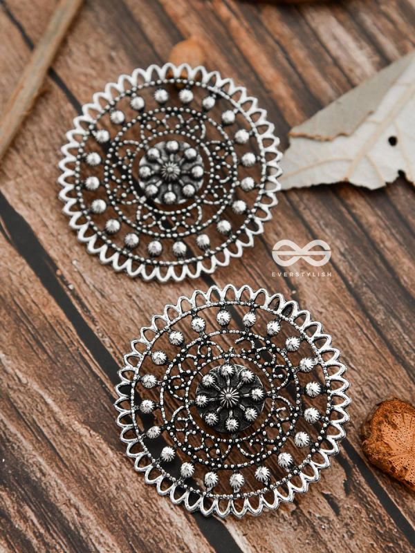 The Dotted Sun - Oxidised Boho Earrings