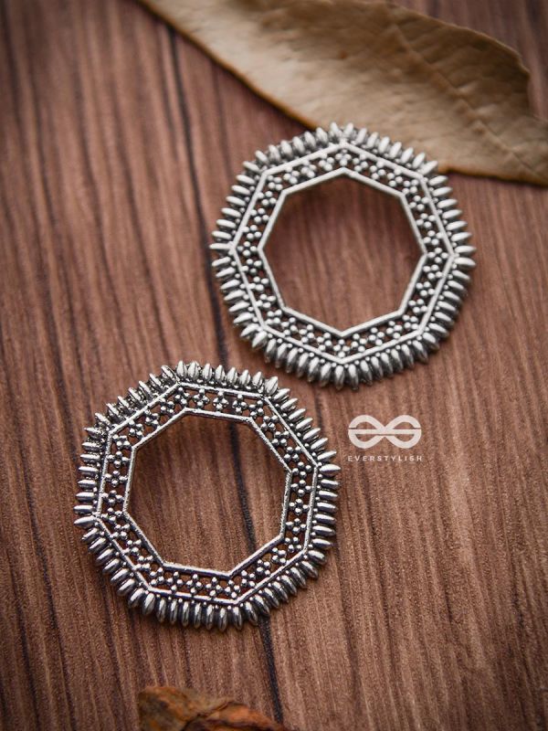 The Little Bohemian Hexagons - Oxidised Boho Earrings