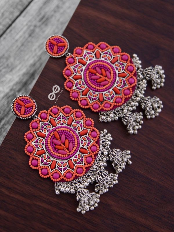 The Stunning Jaw-Droppers (Orange-Pink) - Embroidered Oxidised Collection