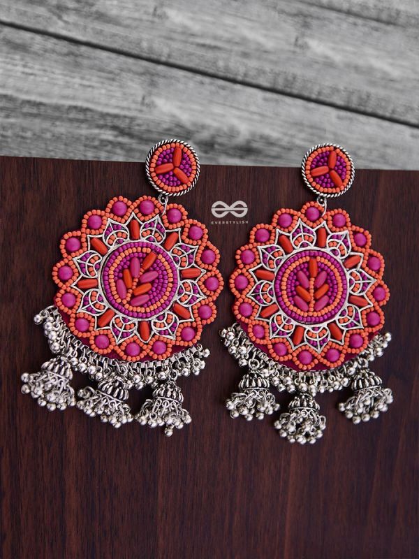 The Stunning Jaw-Droppers (Orange-Pink) - Embroidered Oxidised Collection