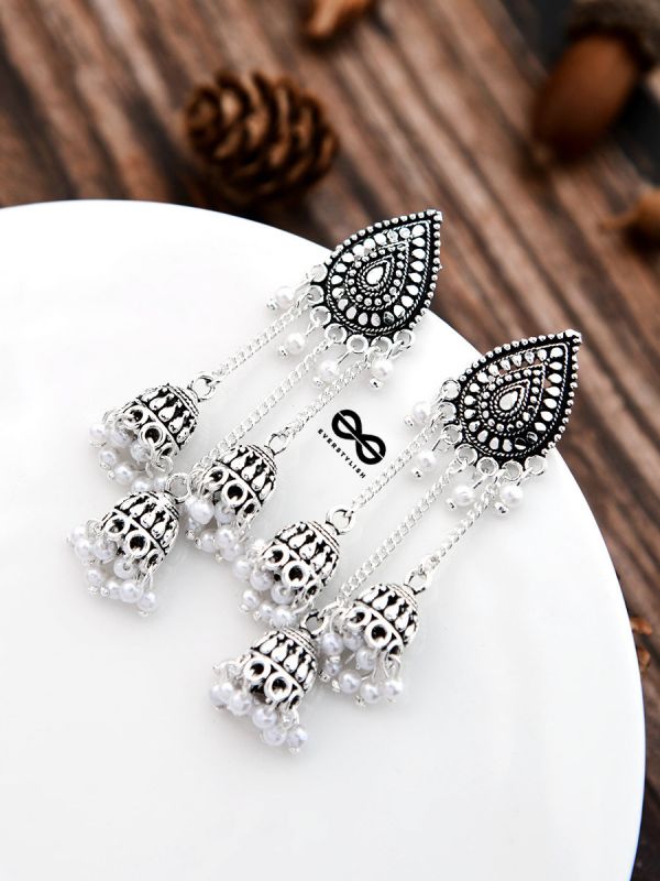 The Intricate Droplet - Triple Boho Jhumkis