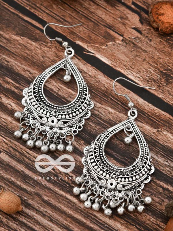 The Dazzling Droplet Danglers - Oxidised Boho Earrings