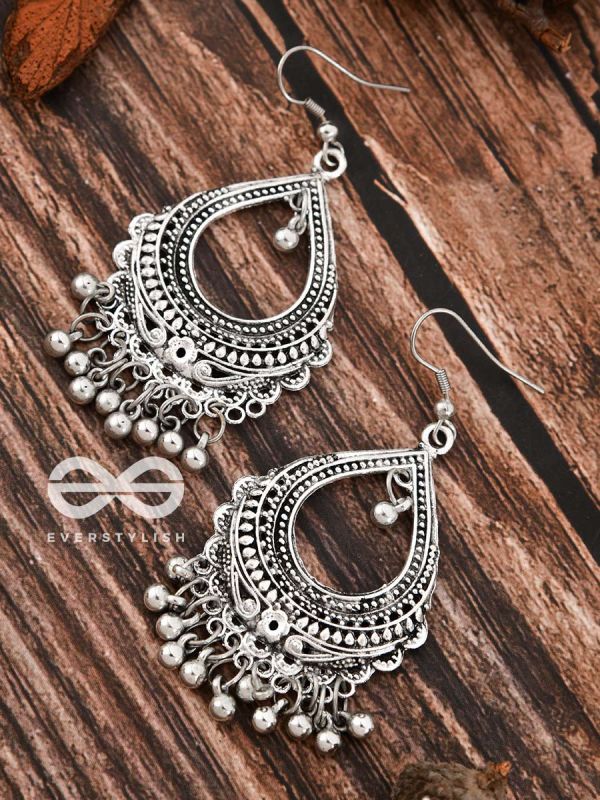 The Dazzling Droplet Danglers - Oxidised Boho Earrings