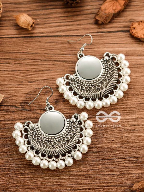 The Elegant Tribals - White - Oxidised Boho Earrings