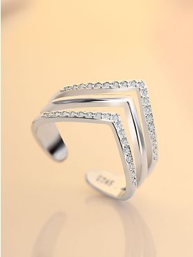 Leslie's Layered CZ Adjustable Ring (Silverette)