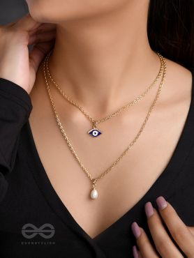 The Eye Candy- Golden Embellished Necklace With Anti-Tarnish Coating 