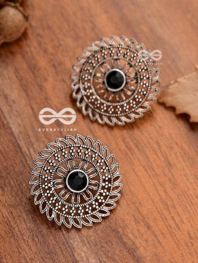 The Elegant Mesh Studs (Onyx Black) - The Embellished Oxidised Collection