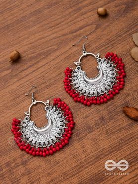 The Motif Moon Chandbali Earrings (Red) - The Boho Basics