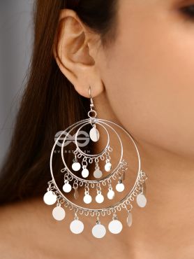 The Playful Delight - Elegant Circular Danglers (Silver)