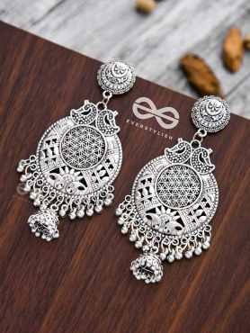 The Vintage Artsy Layered Jhumkis - Oxidised Boho Earrings