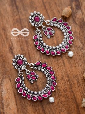 The Marvellous Motifs Embellished Chandbali Earrings (Ruby Red)