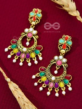 The Embellished Glamour - Golden Statement Earrings