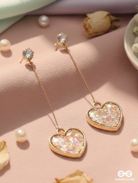 The Dangling Mosaic Hearts - Golden Casual Earrings
