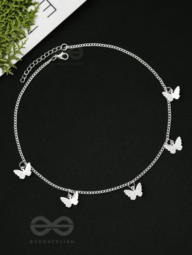 The Beguiling Butterflies - Statement Silver Neckpiece