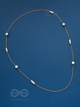 Pearls N Pebbles - Golden Pearl Necklace With Anti-Tarnish Coating 