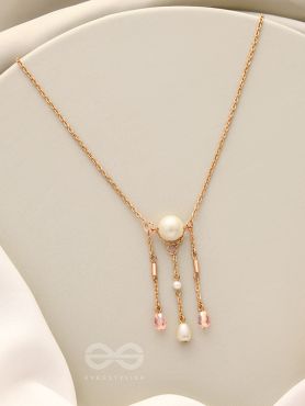 Over The Moon- Golden Pearl And Beads Necklace With Anti-Tarnish Coating 