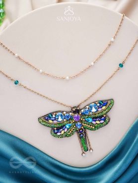 Chitrang- The Colorful Butterfly - Stones And Sequins Embroidered Necklace With Anti-Tarnish Coating 