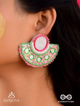 Svastamita- The Beautiful Sunset- Mirror and Resham Embroidered Earrings