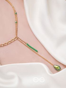 Drop In The Ocean- Golden Embellished Necklace With Anti-Tarnish Coating 