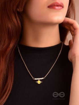 The Planet Crafter- Golden Embellished Necklace With Anti-Tarnish Coating 