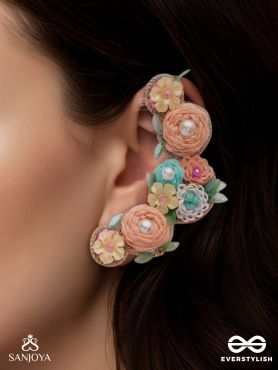 Meghamala - The Garland Of Clouds - Sequins, Beads, Pearls And Resham Hand Embroidered Earrings