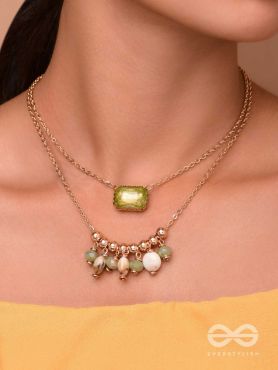 The Earthy Elegance - Green Multilayer Neckpiece With Anti-Tarnish Coating 