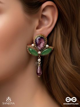 MANIRANJINI - DELIGHTENING IN JEWELS - STONES, BEADS, GLASS AND PEARL DROP EMBROIDERED EARRINGS