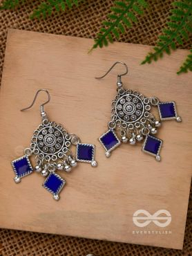RUSTIC MIDNIGHT CHARMS - OXIDISED JHUMKA EARRINGS