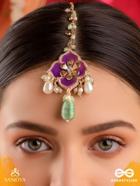 RANGOLIKA - A CANVAS OF COLORS - ENAMEL FLOWER, PEARLS AND GLASS DROPS  HAND EMBROIDERD MAANGTIKA 