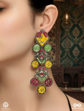 FOLK FLAIR – VIBRANT TRIBAL LONG EARRING