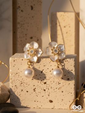 ROYAL PETAL –WHITE  FLORAL AND PEARL DROPS WITH MODERN MYSTIQUE