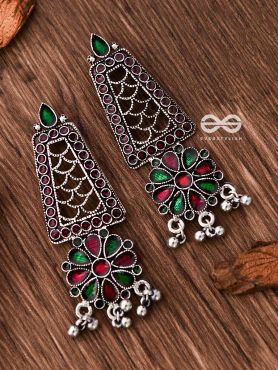 The Jaw Dropper Meenakari Statement Maker Earrings (Red-Green)