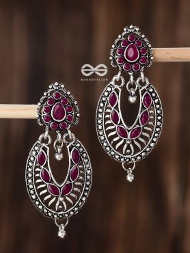 The Drops of Elegance Earrings (Ruby Red) - The Embellished Oxidised Collection
