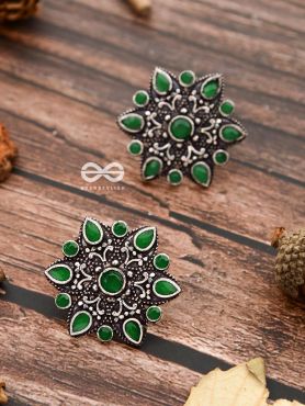 The Starry Diva Earrings - Green - The Embellished Oxidised Collection