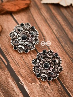 The Intriguing Affair Studs - Onyx Black - The Embellished Oxidised Collection