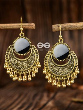 The Mirror Motifs- Oxidised Boho Earrings (Golden)