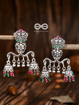 The Multicoloured Owl Double Jhumkis - Embellished Oxidised Collection