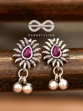 The Flared Droplet Studs (Ruby Red) - The Melodious Ghungroo Collection