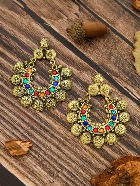 The Intricate Sun - Oxidised Golden Earrings