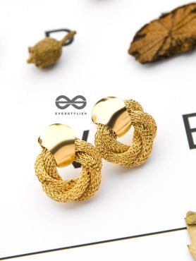 An Elegant Fantasy - Golden Criss-Cross Studs