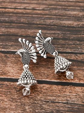 The Little Peacock Jhumkis - Tiny Trinket Earrings