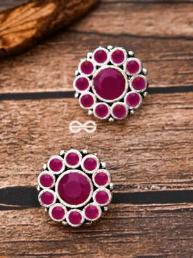The Bling Button Studs - Ruby Red - Tiny Trinket Earrings